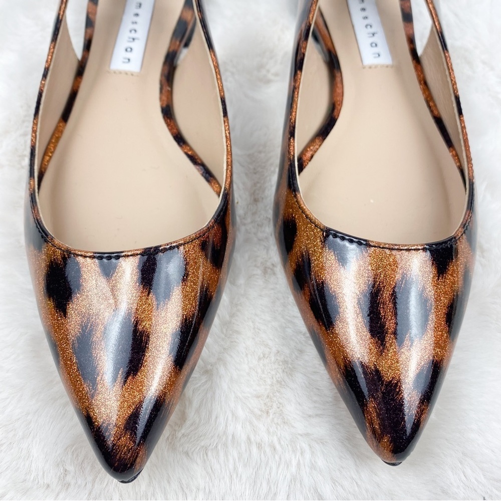 James Chan Animal Print Pointed Toe Leather Slingback Flats 6 NWOB - Picture 4 of 9